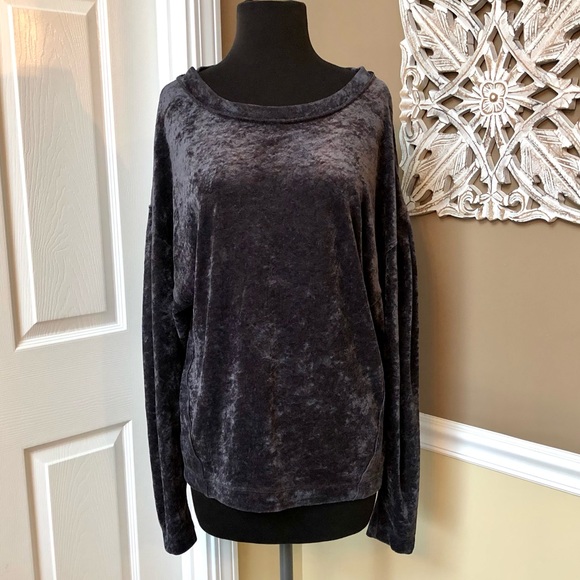 ⭐️ WE THE FREE By Free People Milan Gray Crushed Velvet Top MEDIUM - Picture 3 of 10